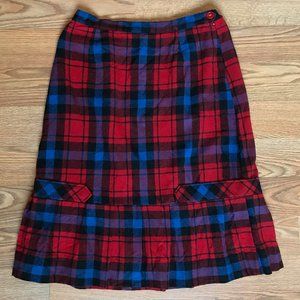 Vintage School Girl Plaid Midi Skirt